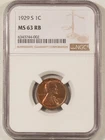 1929-S LINCOLN CENT - NGC MS-63 RB!