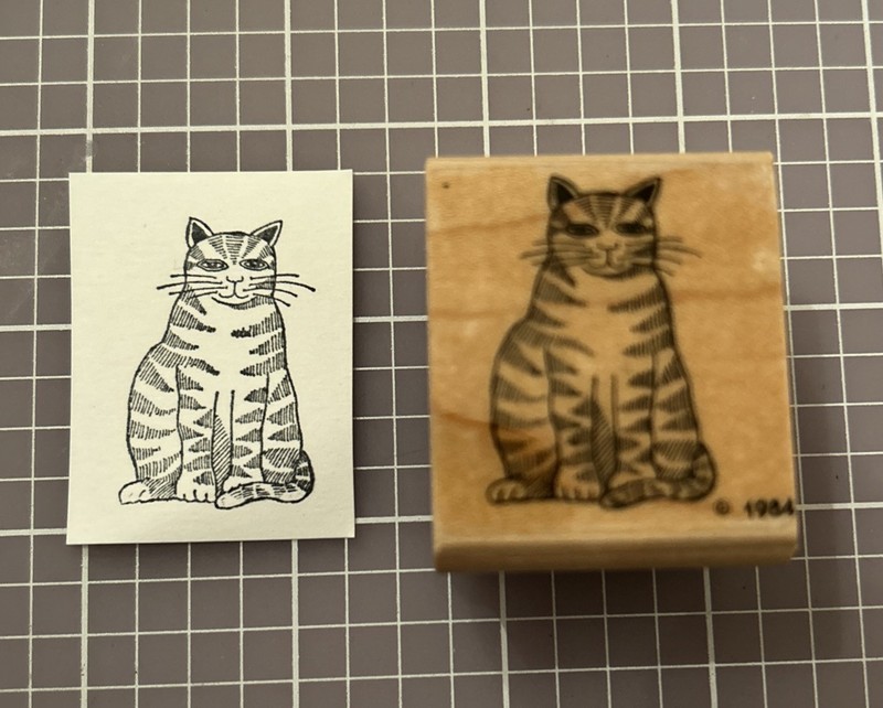 Graphistamp Cat Kitten Smiling Sitting Rubber Stamp