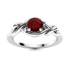 5mm Round Garnet 925 Sterling Silver Solitaire Twisted Band Ring For Women