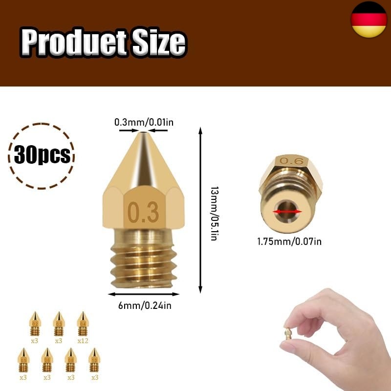 30 Messing Düsen Set drucker düse nozzle set 3d drucker düse aus messing düsen 1 - Bild 3