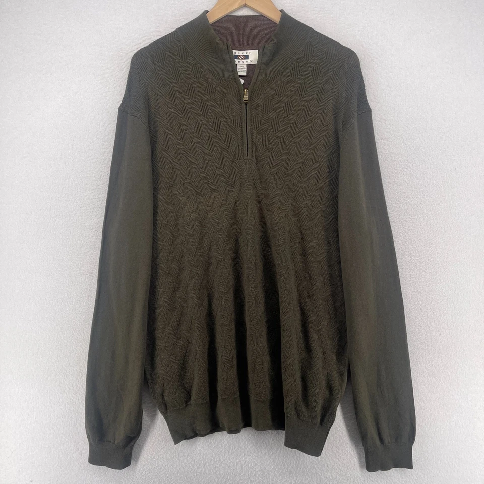 Suéter JOSEPH ABBOUD Para Hombres 2XL Algodón Cachemira 1/4 Cremallera Pullover Verde Oliva NUEVO Foto 2 de 4
