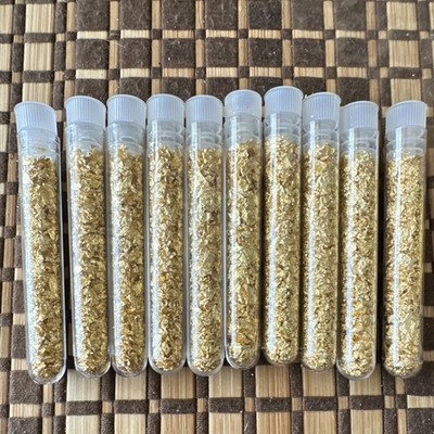 10 tubes of Gold flakes in plastic vials 24k from part of my coin collection