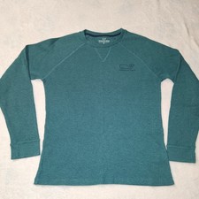 Vineyard Vines Men's Teal Waffle-Knit Pullover Sweater Whale Logo Size M