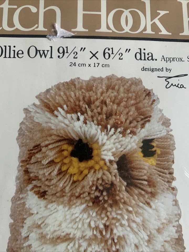 Ollie Owl Vintage Latch Hook Kit Erica Wilson Caron 9.5x6.5 diameter - Image 3 of 4