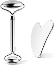 Stainless Steel Facial Roller & Gua Sha,Gua Sha Facial Tools Stainless Steel, Gu