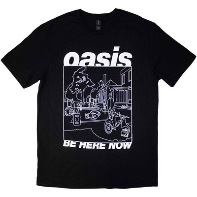 Men's Oasis Be Here Now Line Drawing T-shirt Small Black