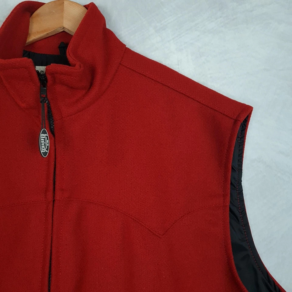 Schaefer Outfitter Vest Mens XL Red Wool Lined Western 730 Arena Made in USA - Image 4 of 4