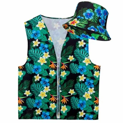 Touristen Set bunt M/L Hawaiihemd Weste und Anglerhut Hawaii Malle Outfit - Bild 1 von 4
