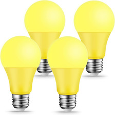 LED Yellow Bug Light Bulbs - 4 Pack - 9W 60W Equivalent E26 Base 2000Kamber