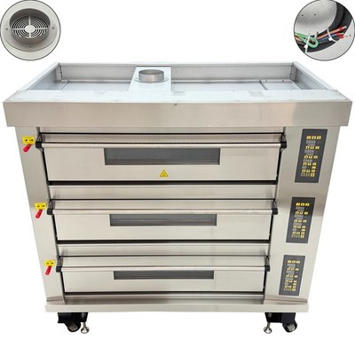 Commercial 220V 3PH Movable Stainless Steel Electric Three-Layers Pizza Oven
