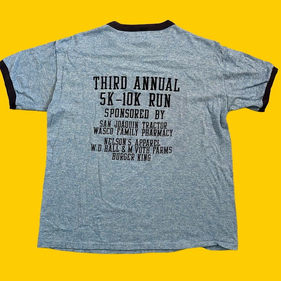 Vintage Single Stitch 80s Women’s Blue Ringer Graphic Tee T-shirt Sz L - Image 2 of 4