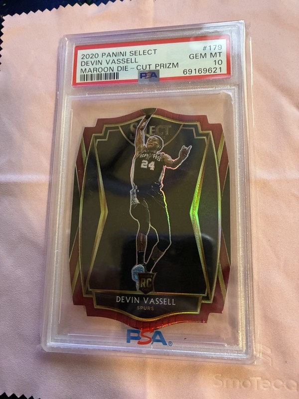 2020-21 Panini Select - Devin Vassell RC #179 Maroon Prizm Die-Cut /175 - PSA 10