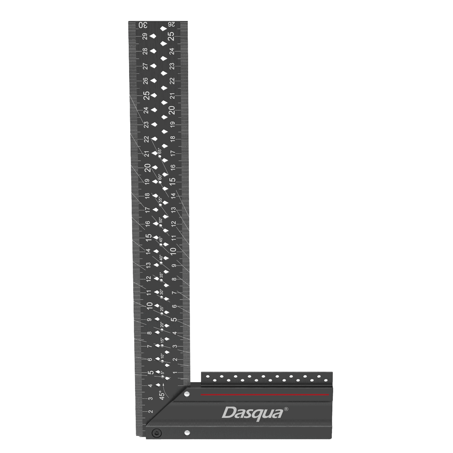 Dasqua Multi Function Square 250mm Black Anodized Laser Engraved Scale 1804-5221