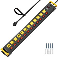 CRST 12Outlet Heavy Duty Power Strip with Individual Switches 9FT Cord