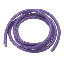 Cinturino rotondo in pelle intrecciata da 5 mm per bricolage, viola chiaro (1,1 iarde)
