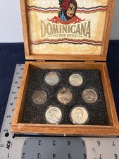 Coin Display Box for 7 half dollar size Capsules Tarnish Protected. Ex-cigar.