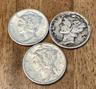3x 1936 SILVER Dime LOT - (1) 1936-D & (2) 1936-S 10C Mercury 90% Silver Coin