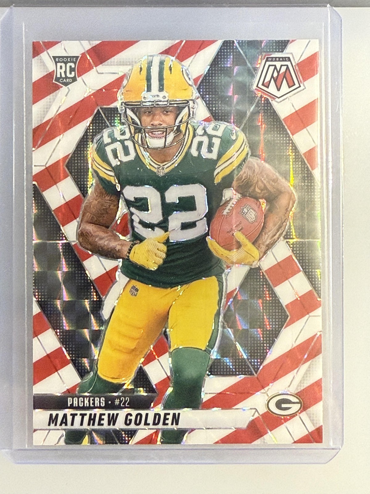 2025 Panini Mosaic #323 Matthew Golden Mosaic Red and White Stripe