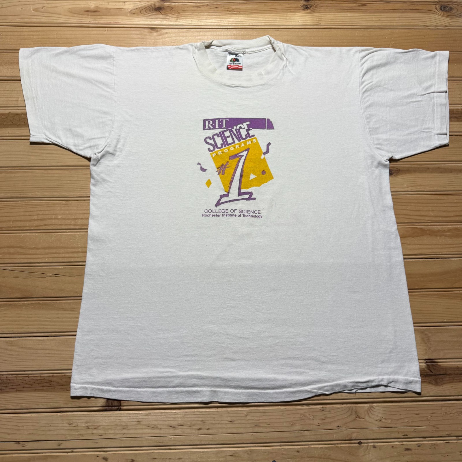 Vintage 90s RIT Science Programs #1 College of Science Graphic T-Shirt USA - XL