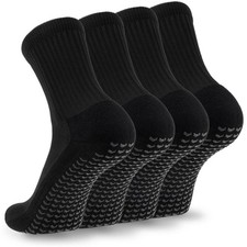 2/4 Pairs Mens Soccer Socks with Grips Cushioned Anti Slip Football Basketbal...