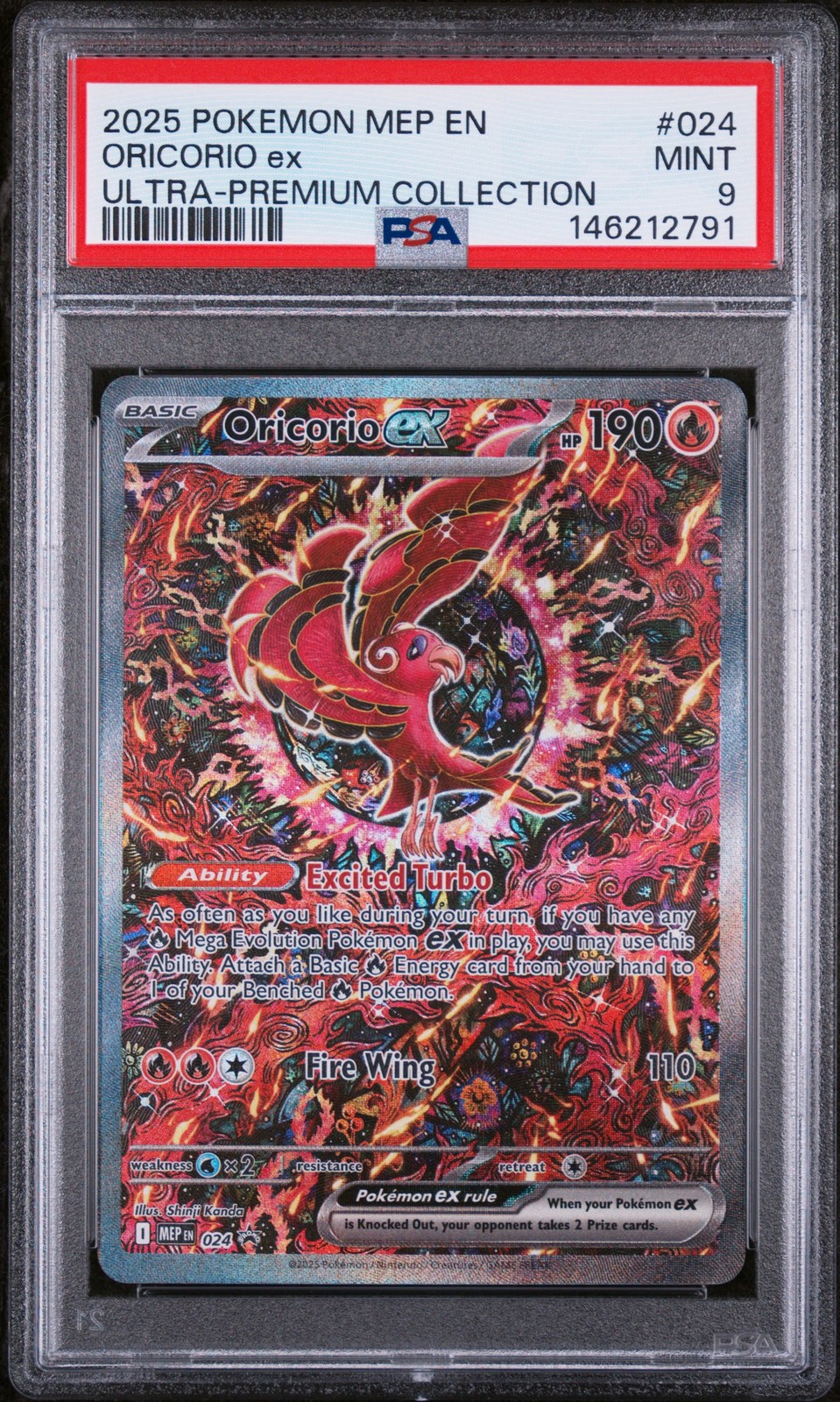 2025 POKEMON MEP EN-ME BLACK STAR PROMO #024 ORICORIO EX PSA 9