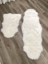 2 White Faux Long Fur Throw Area Rug White Fluffy Soft 5  10  X 2  And 3  X 2  