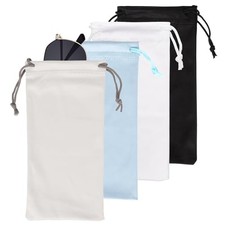 4 Pcs Microfiber Glasses Pouch, Soft Sunglasses Case, Black White Grey Blue