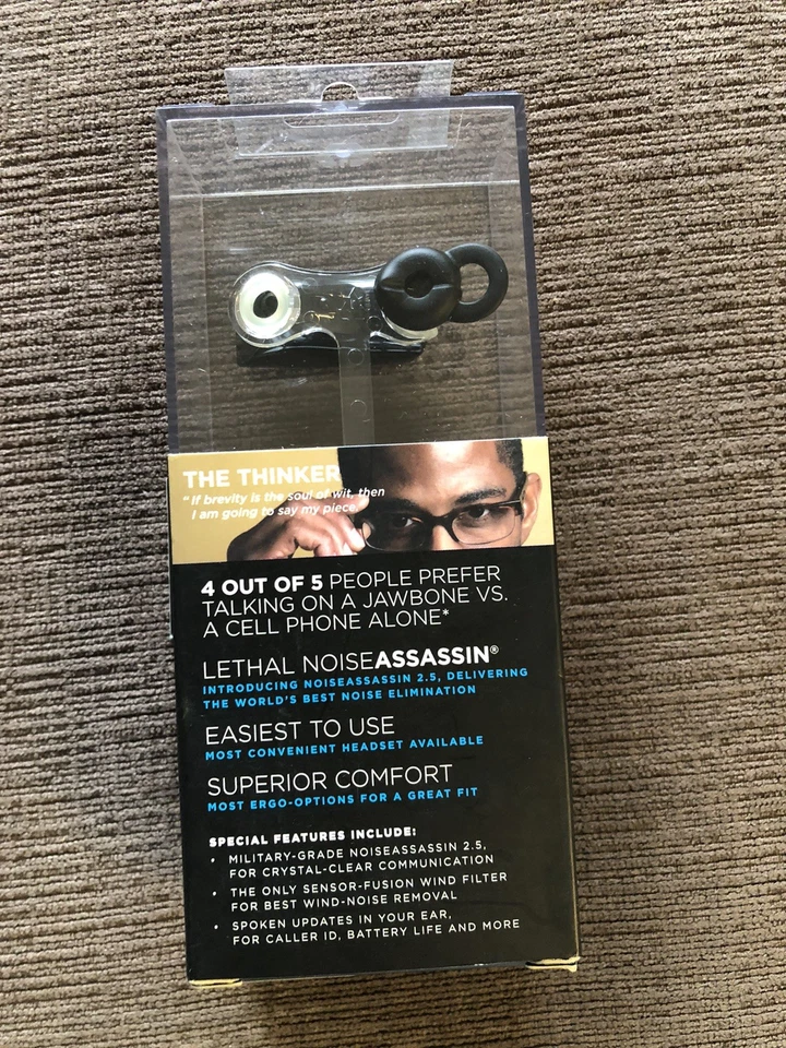 New! Jawbone ICON "The Thinker" Black w/Noise Assassin Bluetooth Headset - Image 2 of 4