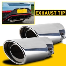 2X Stright Tip Chrome Muffler Exhaust 2.5" Pipe Tail Stainless Throat Steel