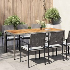 Gartentisch 190x90x75 cm Poly Rattan und Akazienholz Grau vidaXL