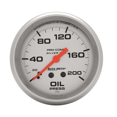 AUTOMETER Pro Comp 2-5/8in Silver Liq-Fill Oil 0-200 PSI- 4622