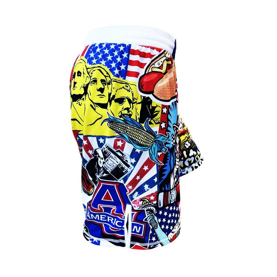 Merica Fight Shorts- MMA Kick boxing, wrestling, Jiu Jitsu Youth & Mens  - Image 4 of 4