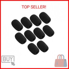 10 Piece Black L 35mm x D10mm Mini Microphone Headset Windscreen Foam Mic Cover