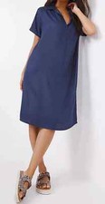 JD WILLIAMS LADIES NAVY RELAXED OPEN COLLAR SHIRT DRESS NEW (ref 152) SALE