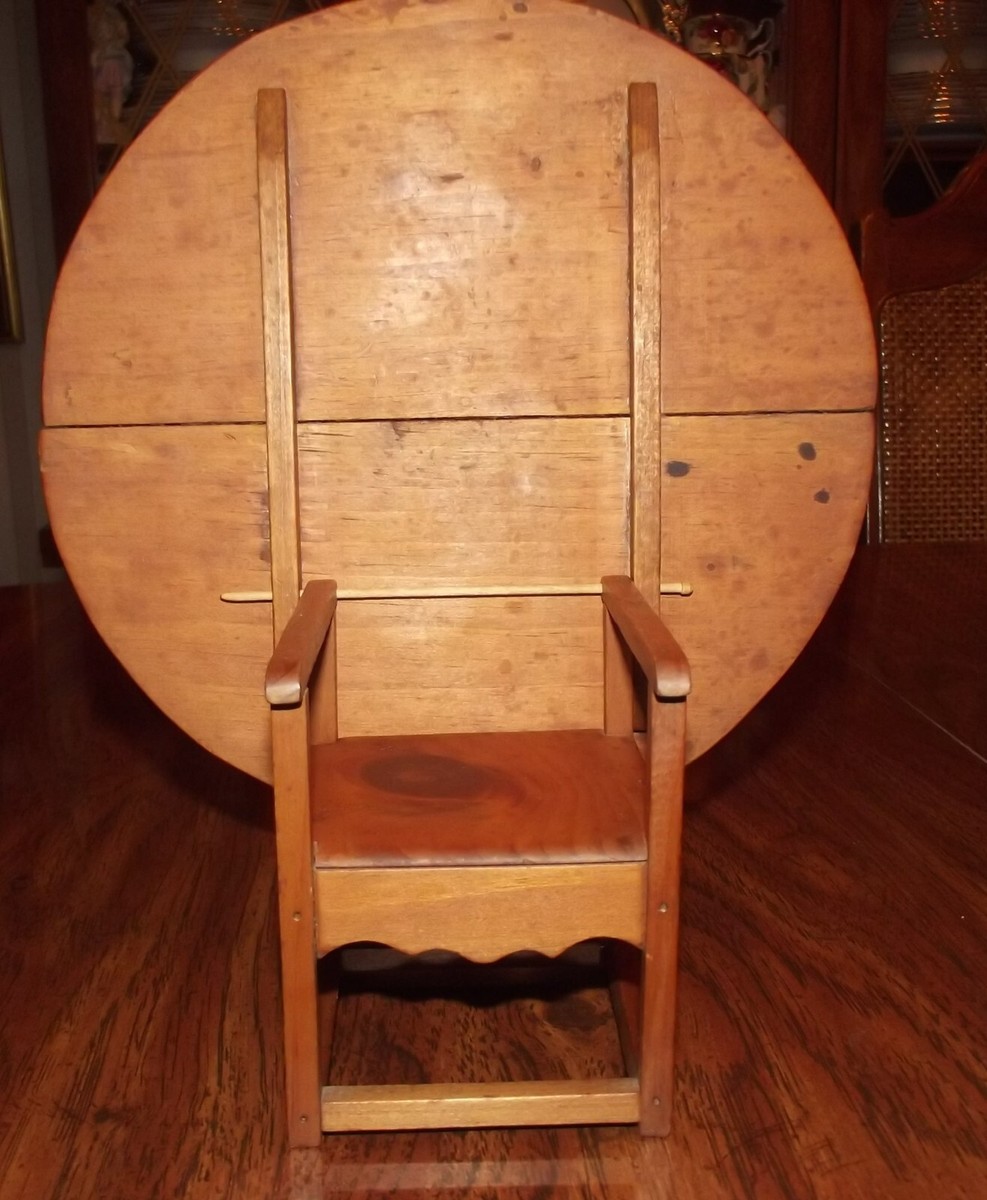 Miniature Vintage Circular Tilt Top Table With Monk's Tavern