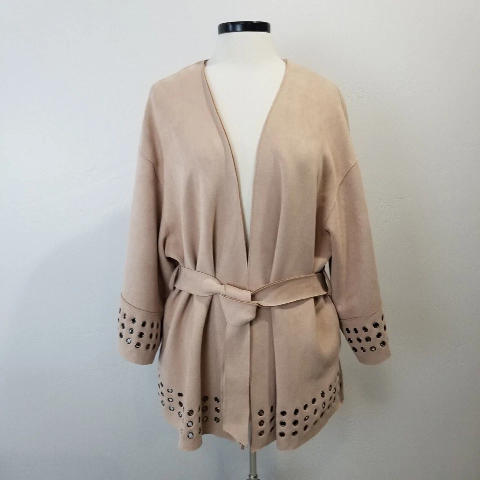 Chaqueta básica para mujer Zara grande imitación gamuza rosa kimono de gran tamaño abrigo poncho
