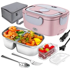 Electric Lunch Box for Adults Rechargeable Heated Lunch Box Food Warmer 110V/12V