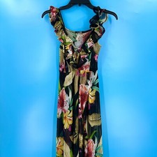 Hawaiian Nights Tropical Maxi Dress - Black/combo Sz. S