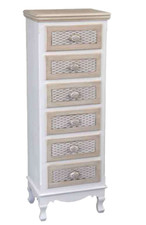 CASSETTIERA 6 CASSETTI 111*40*30cm SETTIMINO LEGNO BIANCO SHABBY CHIC MARRONE CH