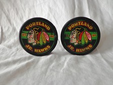 RARE Portland Oregon Game Used 96-98 Season Hockey Pucks Jr. Hawks Not Blackhawk