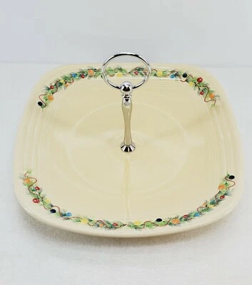 FIESTA CHRISTMAS tree garland 10.5" tid bit tray SERVER sq PLATE ivory NEW