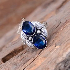 Dark Blue Tanzanite Gemstone 925 Sterling Silver Ring Birthday Present Jewelry