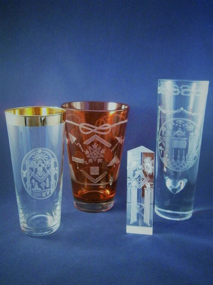Logen-Gläser m. Freimauer-Motiven freemason glass - Bild 1 von 1