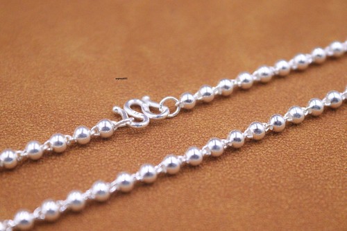 Pura 999 Catena Argento Fine Donna 3mm Perline Lucide Maglia 9-10g/17,7 pollici - Foto 3 di 9