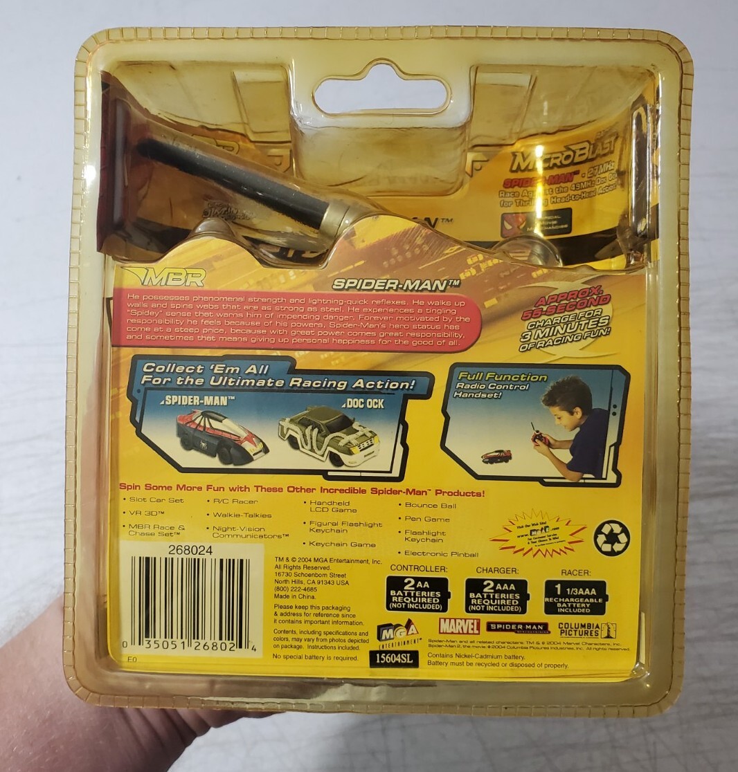 Rare 2004 Spiderman 2 Microblast Racers Remote Control Car 27mhz Marvel ...