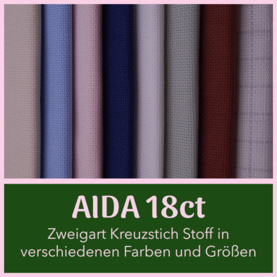 Zweigart AIDA 18ct Kreuzstich Stoff | Hochwertiger Stickstoff in schöne Farben