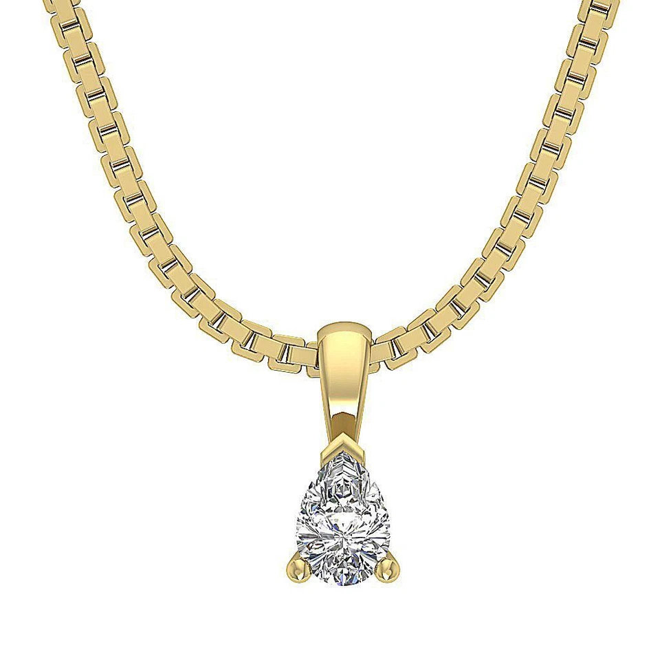 Juego de 3 puntas Martini SI2 G 0,30 quilates pera diamante colgante collar oro blanco 14K Foto 2 de 4