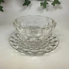Jeannette Glass CUBE CUBIST Clear Mayonnaise Bowl & Underplate Set Depression
