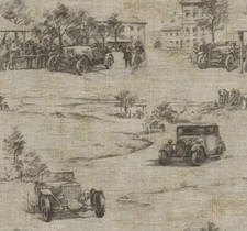 1920's Hudson Cars Toile Sketches Unpasted Wallpaper CC52206