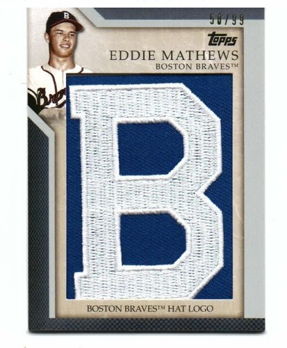 2010 Topps Eddie Matthews Boston Braves Hat Logo Card #50/99 NM